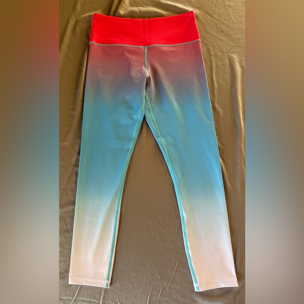 ZYIA Womens Ombre Leggings - Pink, Blue, Cream NWOT
